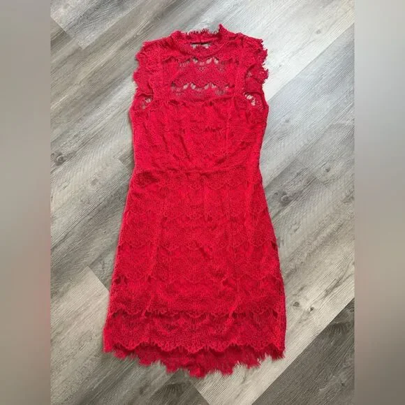 Free People Daydream Red Lace Dress NEW Large Open Back - Picture 2 of 10